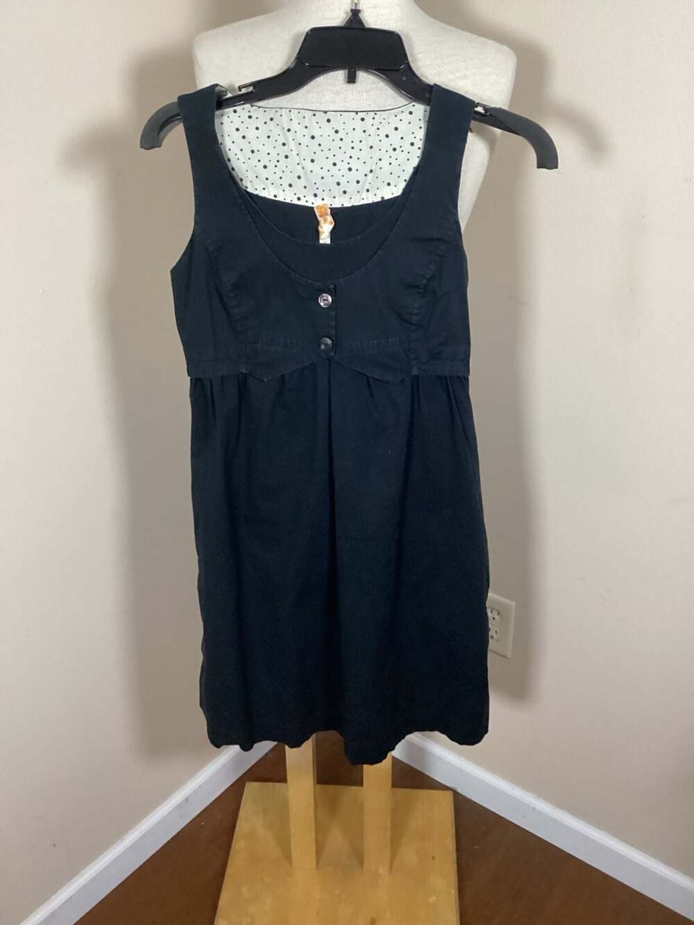 Anthropologie Moxie Black Sleeveless Button Front Tie Back Dress Size 0